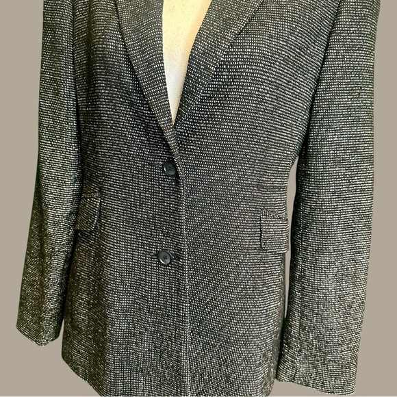 Alfani Black & White 100% Silk Tweed Button-Up Professional Work Blazer Size 8 - Picture 11 of 15